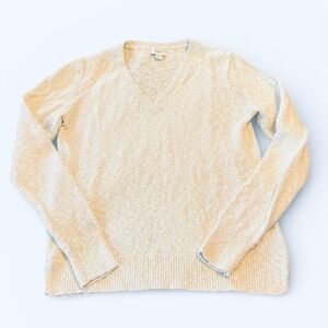 J. Crew Women Sub Cotton blend Cream V-Neck Sweater Size Medium neutral palette